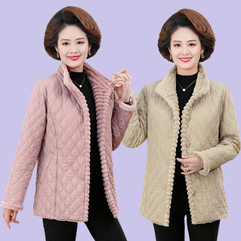 

Middle Age Women Winter Tops Mother Clothes Big Size 5xl Female Parka Jacket Thick Warm Coats Outerwear Thickened Cotton Clothes