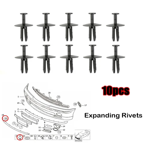 10 шт., заклепки для бампера, 6 мм