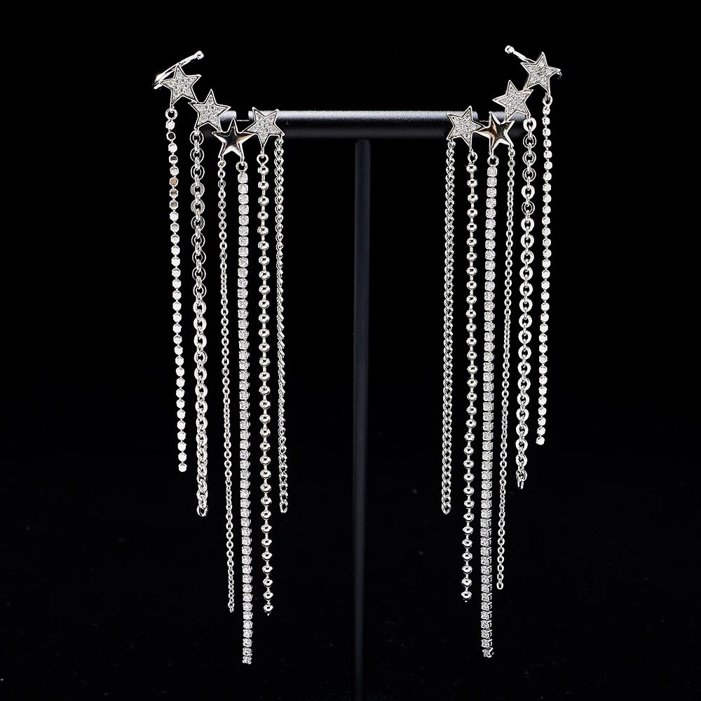 

Серьги-подвески женские с фианитами и жемчугом