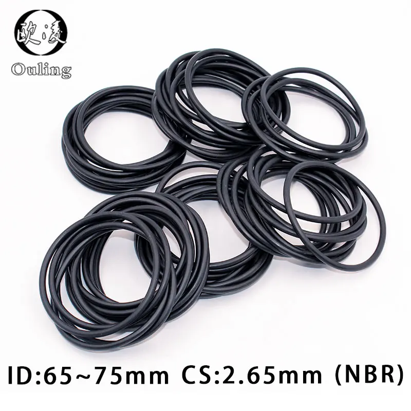 

10PCS/lot Rubber Ring NBR Sealing O-Ring CS2.65mm Thickness ID65/67/69/71/73/75mm Nitrile ORing Seal Gasket Rings Oil resistance