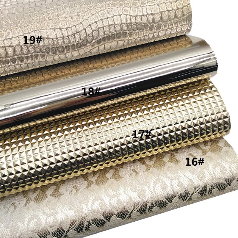 Gold Mesh Glitter Leather Sheets Flowers Metallic Litchi Faux Leather Leopard Zebra Pattern Velvet Immitation Horst Fur W308 images - 6