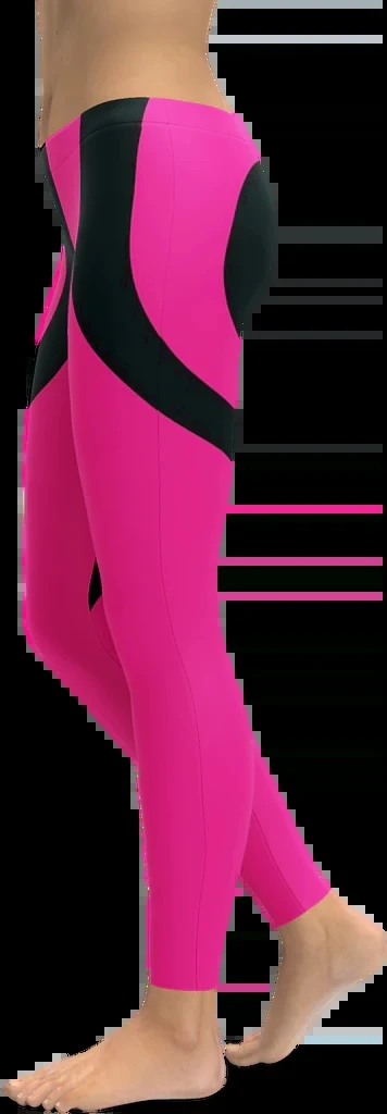 Женские леггинсы для занятий йогой черные в форме сердца розовые с 3D принтом