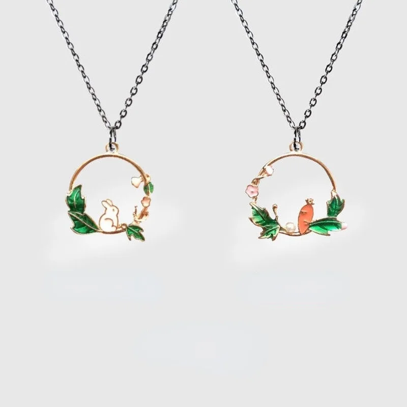 

Ring Little White Rabbit Necklace Male and Female Students Simple Lovely Pendant Creative Cartoon Oil Dripping Clavicle Chain