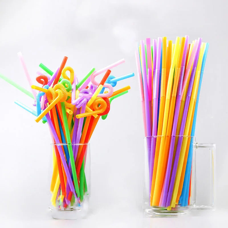 

26 CM Straw Disposable Independent Packaging Color Children's Pregnant Women's Drink Milk Tea Foldable Long Straw Plastic Straw