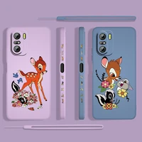 disney bambi cartoon cute case for xiaomi redmi k50 k40 gaming pro k30 10x 10 9 9a 9t 8 8a 4g 5g liquid left rope phone capa