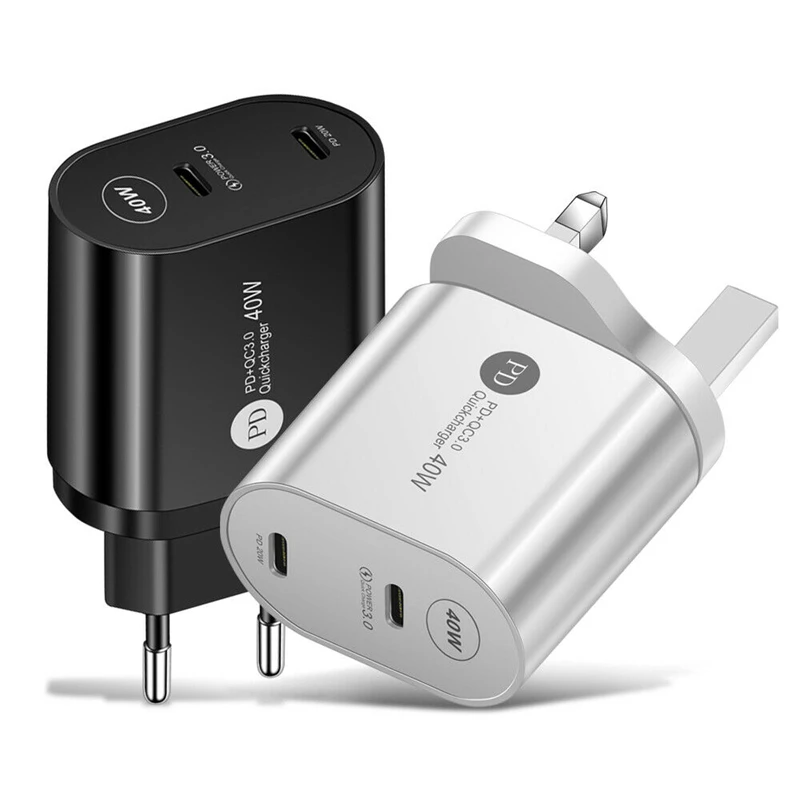 Сетевое зарядное устройство с двумя USB-портами и поддержкой быстрой зарядки 40 Вт |