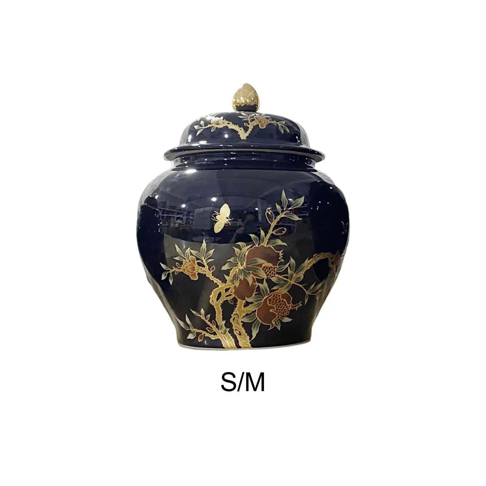 

Ceramic Ginger Jar Storage Jar Decor Flower Vase for Home Office Party