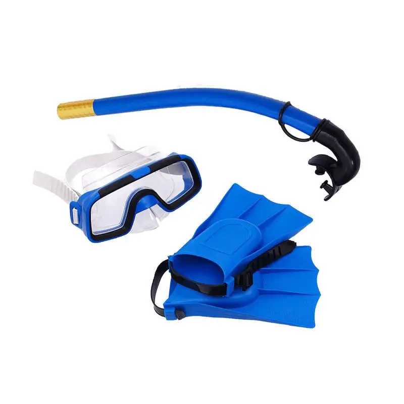 

Kids Snorkel Set With Fins Swimming Goggles Snorkel Fins Waterproof Snorkeling Gear For Kids Adjustable Swim Fins For Boys And