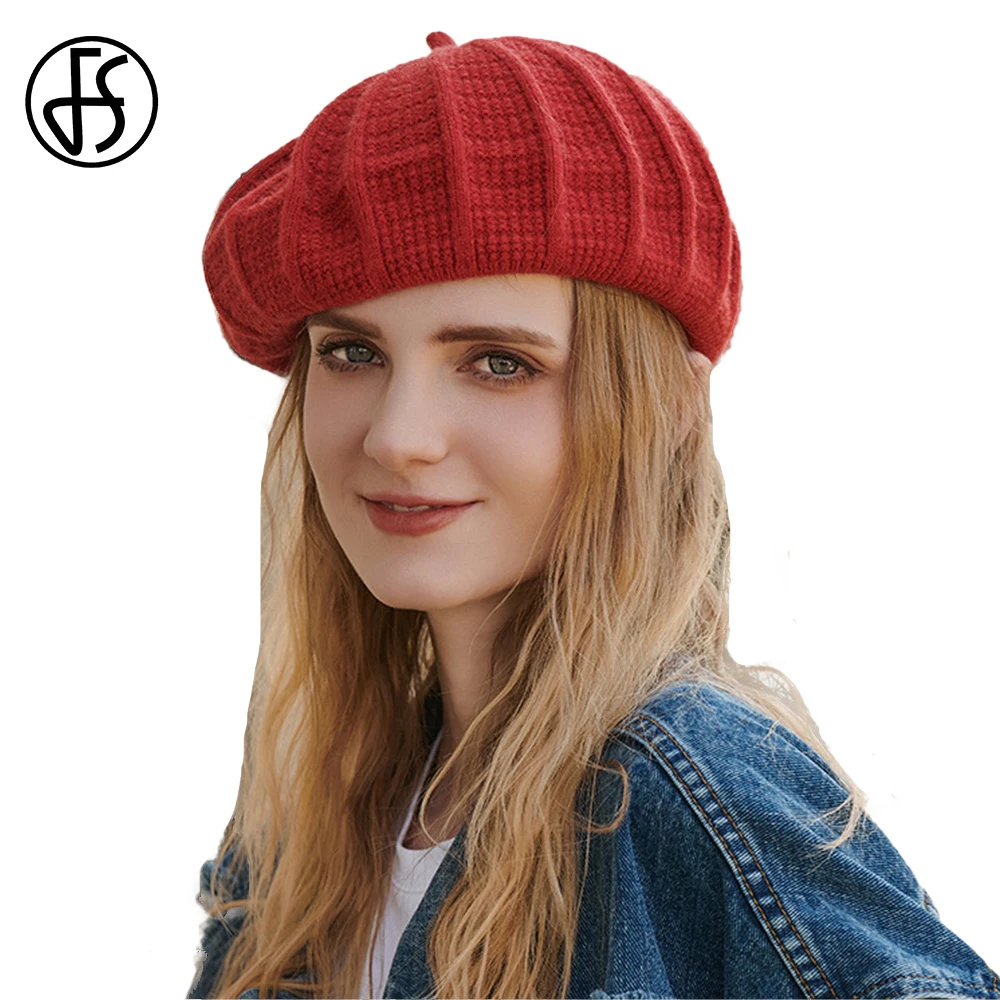 

Женская универсальная вязаная шапка FS, шерстяная шапка в стиле «художник», восьмиугольная, Винтаж, на осень/зиму