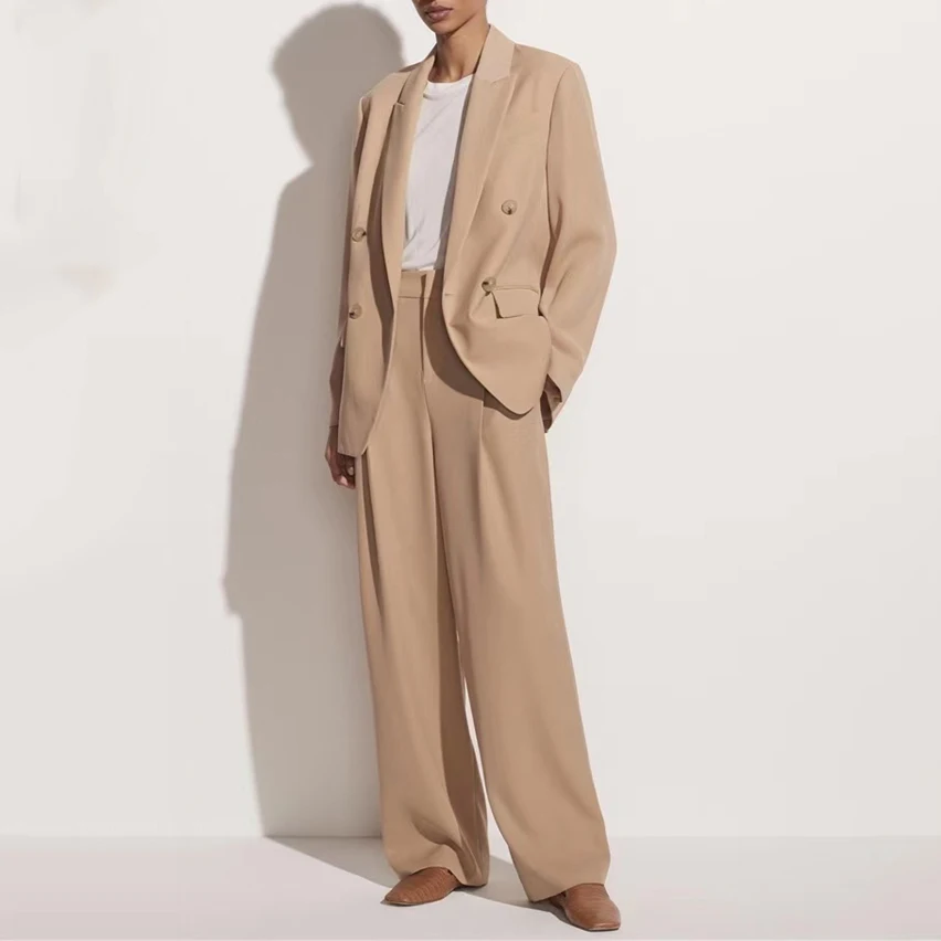 

Женский модный пиджак, свободный шерстяной костюм на заказ для пожилых, осенне-зимний темпераментный Двубортный повседневный маленький костюм