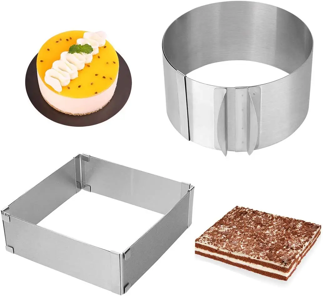 

Adjustable Cake Mold Ring, 6-12 Inch Cake Mousse Ring Stainless Steel
