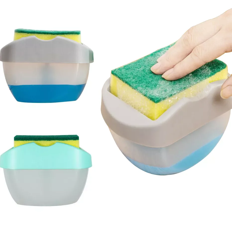 

Shape Soap Dispenser with Sponge Holder Kitchen Cleaning Liquid Dispenser 400ml Liquid Dispenser Kitchen Accessories