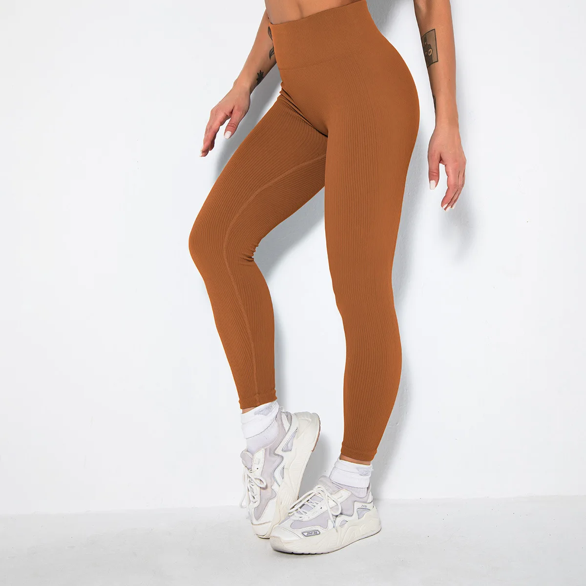 Ribbed Yoga Pants High Waisted Leggings Women Sport Fitness Seamless Female Legging Tummy Control Running Tights Leggins Femme