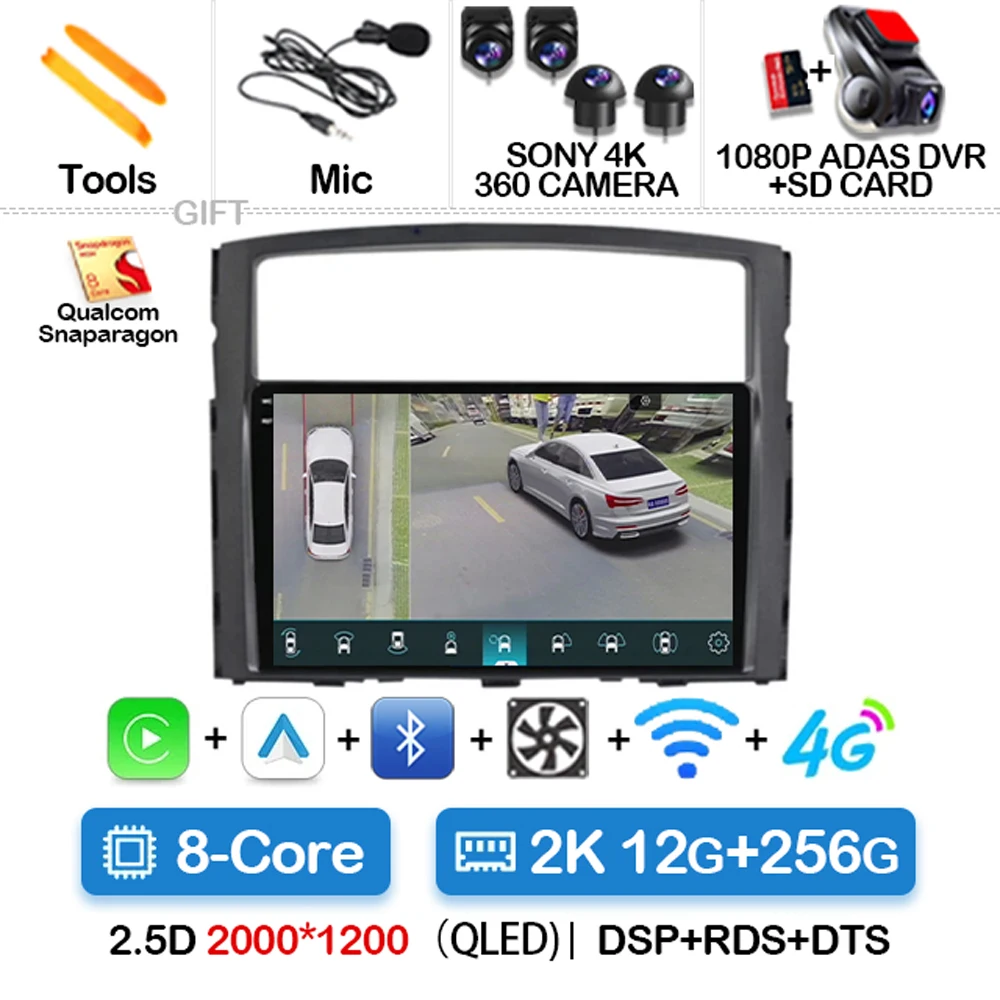 

Автомобильный радиоприемник Android 15 для Mitsubishi Pajero 4 2006-2014 DSP 4G LTE, головное устройство Viedo Player, навигация, авторадио, Qualcomm GPS BT