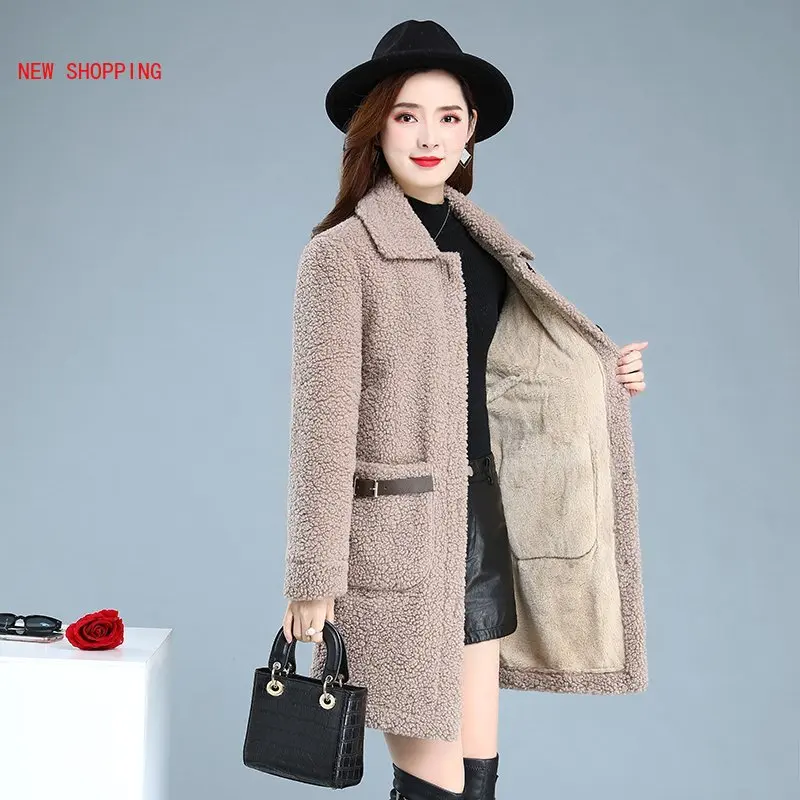 Female Plush Coats 2022 New Lambwool Thick Warm Plus Size Fur Jacket Women Furry Jackets Casual  Lapel Winter Clothing Slim Fit
