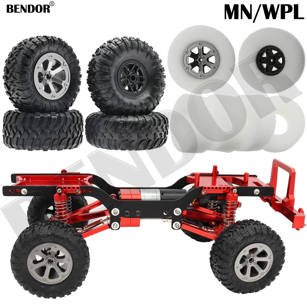 

MN90 MN99S WPL B14 C24 FY001 FY002 RC Car Rubber Wheel Rim Tire Tyre with Sponge for 1/16 WPL C14 C14K MN98 MN45 Military Truck