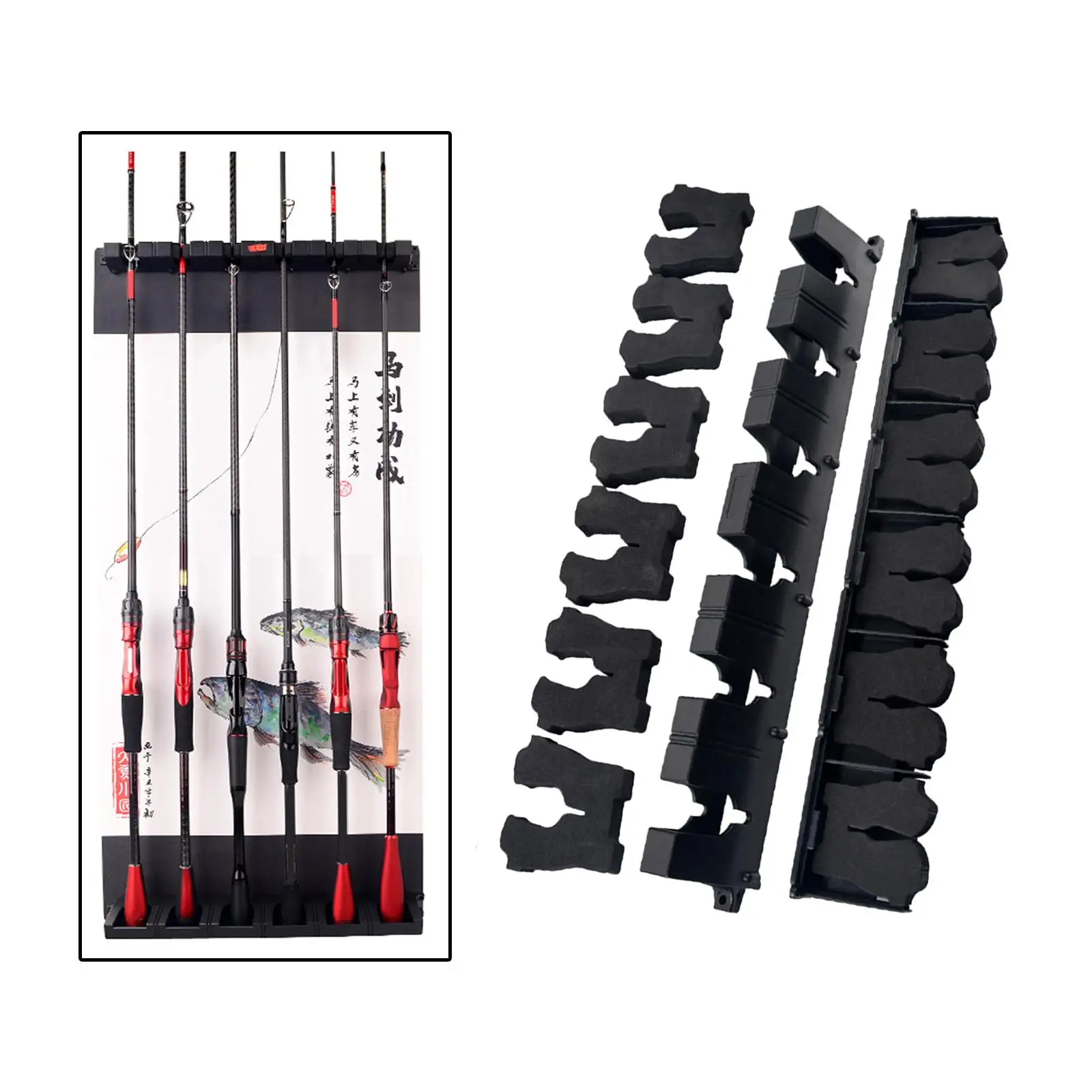 

Fishing Rod Rack Wall Mounted Vertical for Indoor All Types Rod Shop Storage Rack