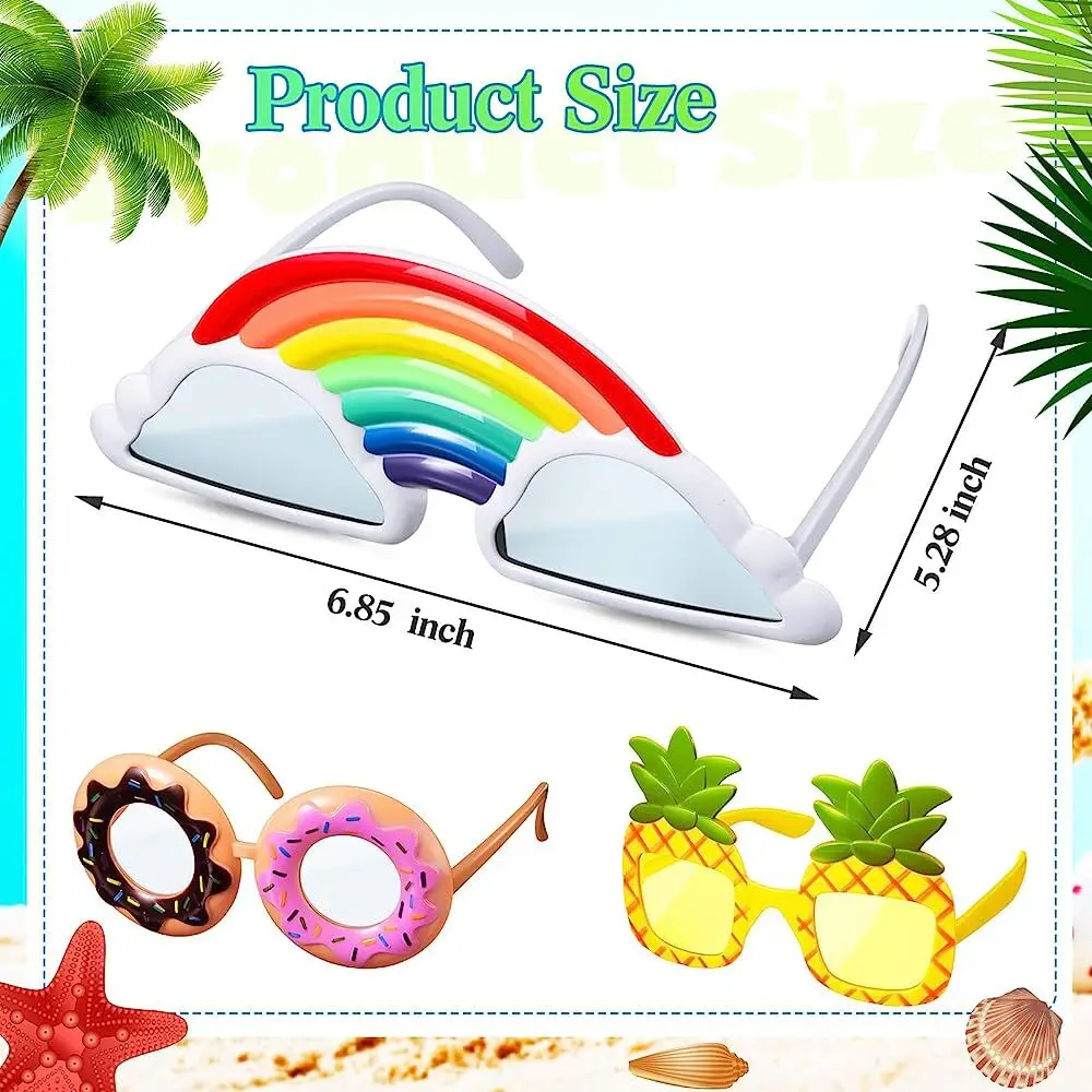 

3 Piece Fun Hawaiian Glasses Sunglasses Cosplay Anime Glasses Mirror Pineapple Rainbow Cloud Donut Birthday Party DecorationMask
