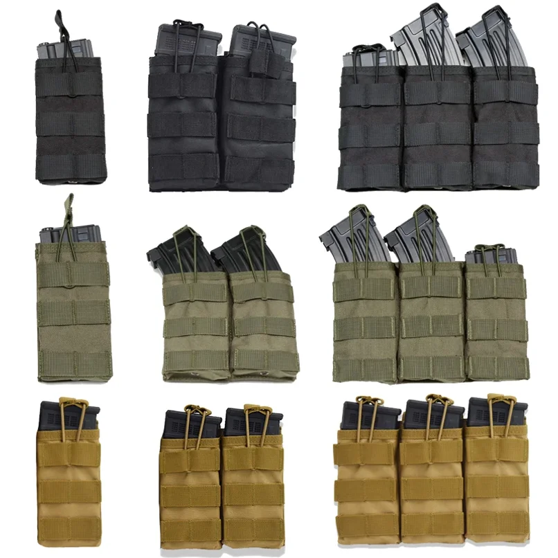 Фото Тактические подсумки Molle для одного, двух и трех магазинов, для страйкбола, AK 7.62, 5.56 мм, M4, сумка для магазинов, тактическое снаряжение, аксессуары для охоты №1