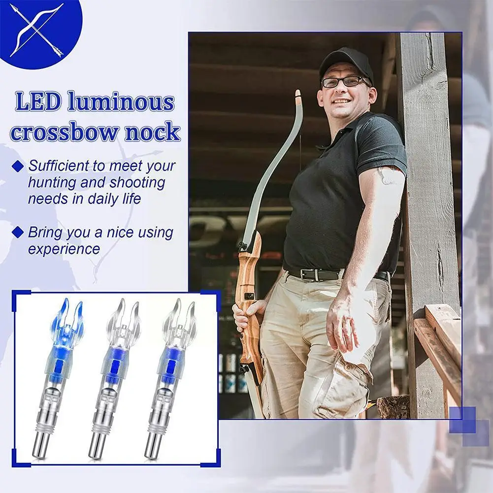 

6pcs Automatically Luminous High Quality Hunting Shooting 7.62mm Lighted Bow Fit Glowing Tail Shaft Led Nock Q0k0