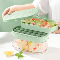 new household round ice cube maker with storage box silicone ice tray ice shovel food grade ice grid making mould kitchen gadget