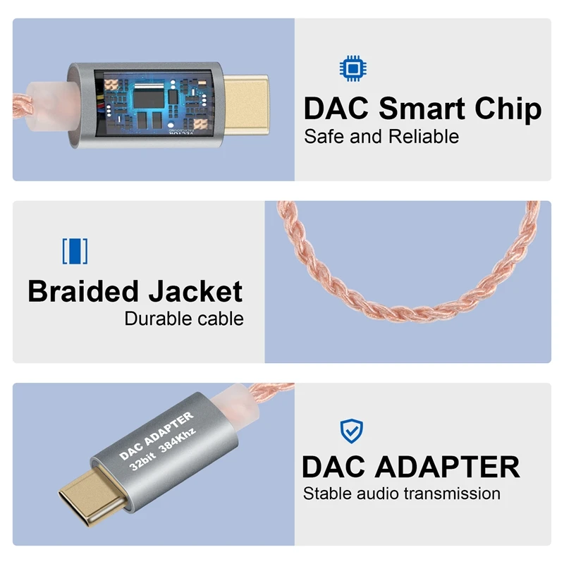 32-битный цифровой аудиоадаптер USB-C на 3 5 мм ЦАП чип ALC5686 позолоченный 1U без