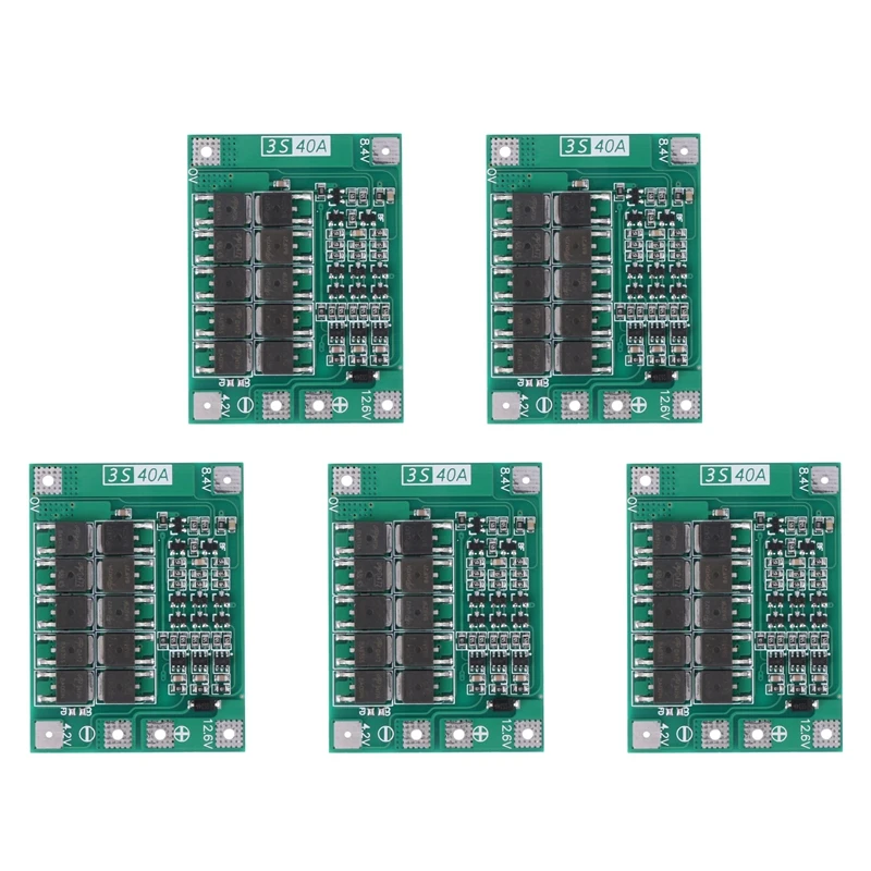 

NEW-5X 3S 40A 18650 Li-Ion Lithium Battery Charger Protection Board Pcb Bms For Drill Motor 11.1V 12.6V Lipo Cell Module