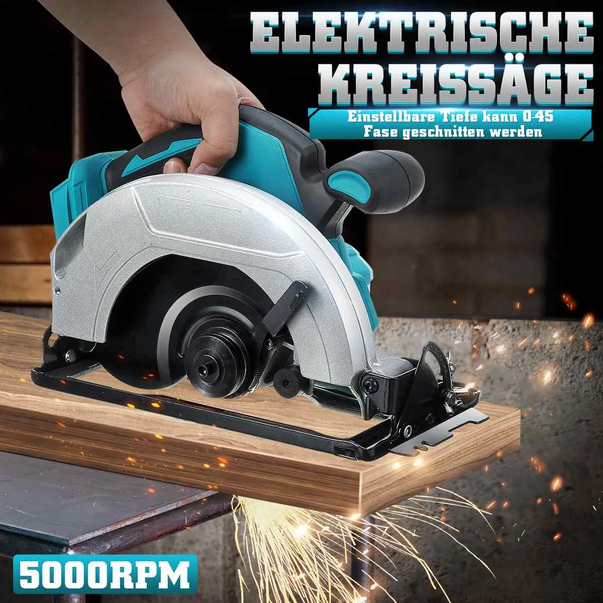 

Электрическая циркулярная пила Keuhz с ручкой, электроинструменты, проход от пыли, 5000 об/мин, многофункциональная режущая машина для Makita, батарея 18 в