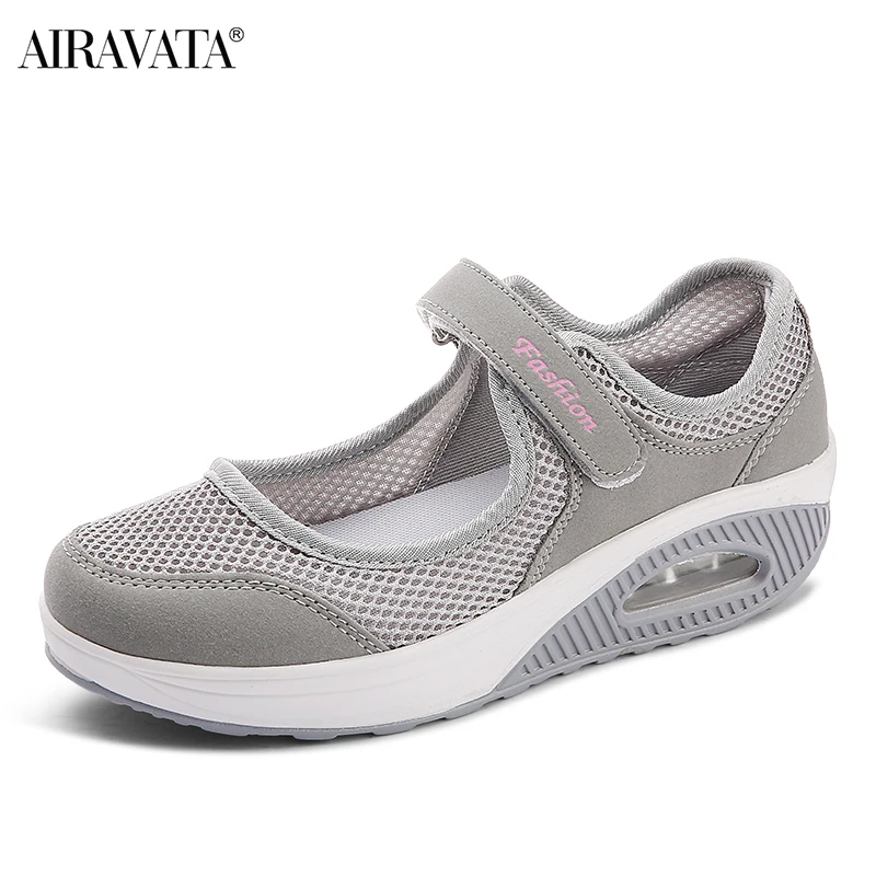Summer Women Flat Platform Shoes Woman Casual Mesh Breathable Slip on Fabric Sneakers Female Mary Jane Shoe