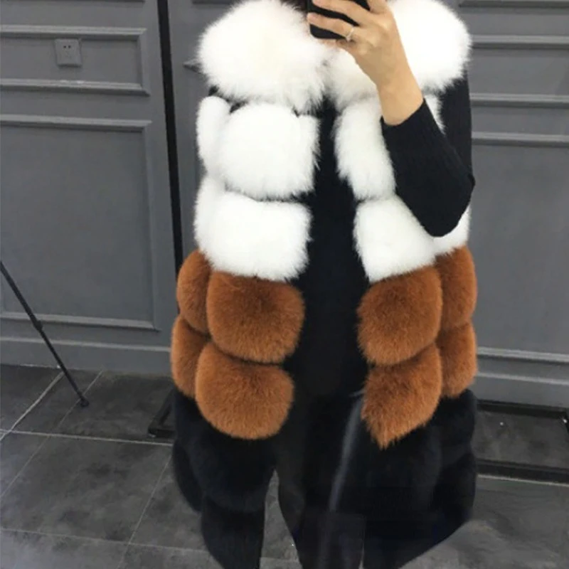 Autumn Winter Fur Vest New Women's Long Korean Fashion Imitation Fox Fur Coat Ladies Fur Jacket Chaquetas Para Mujer
