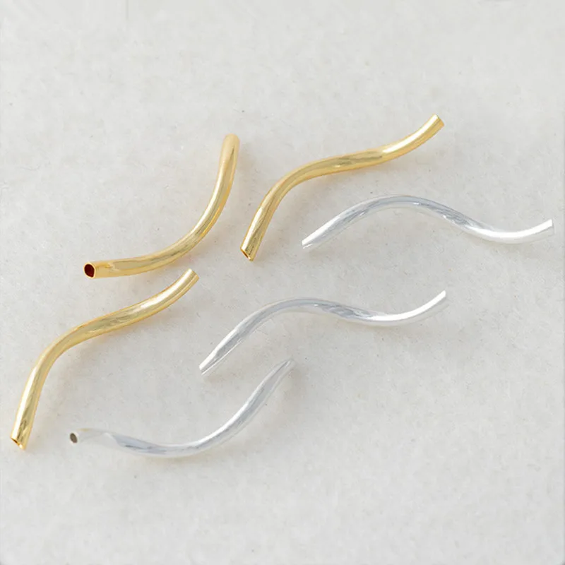 

Металлическая латунная трубка, изогнутые Длинные трубки с золотым/серебряным покрытием, аксессуары «сделай сам» для изготовления ювелирных изделий, 100 шт., 2 х30 мм