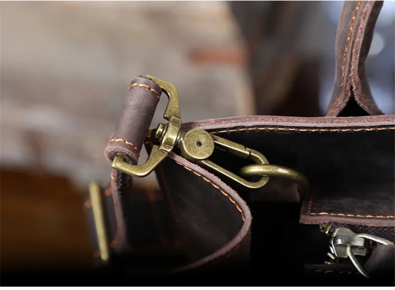 PNDME vintage crazy horse cowhide men's briefcase business simple natural genuine leather office A4 file bag handbag satchel