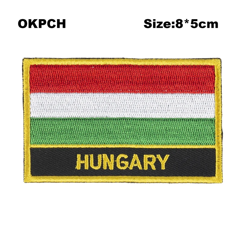 

Hungary Flag Embroidery Patches Iron on Saw on Transfer patches Sewing Applications for Clothes in Home&Garden