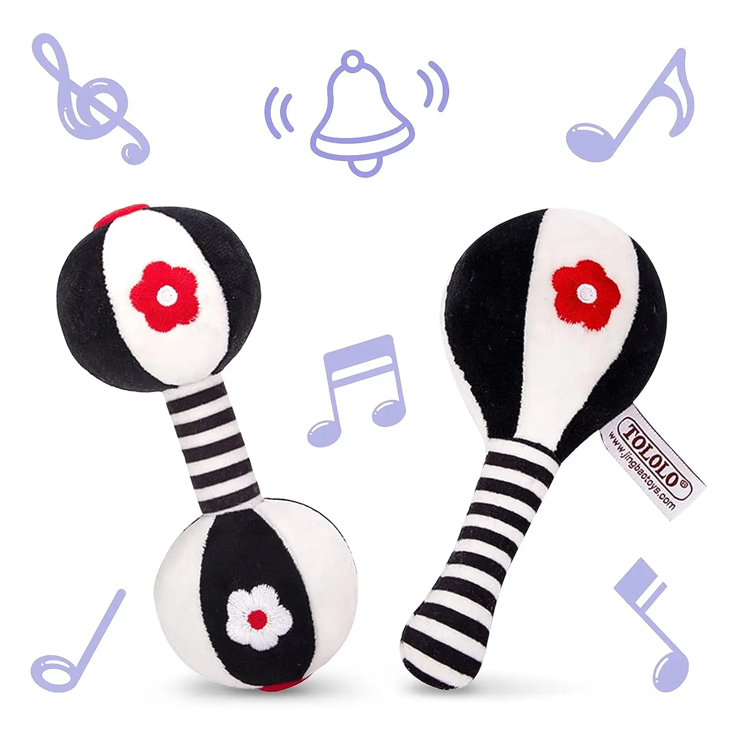 

Мягкие погремушки для младенцев, черно-белые, 2 шт.