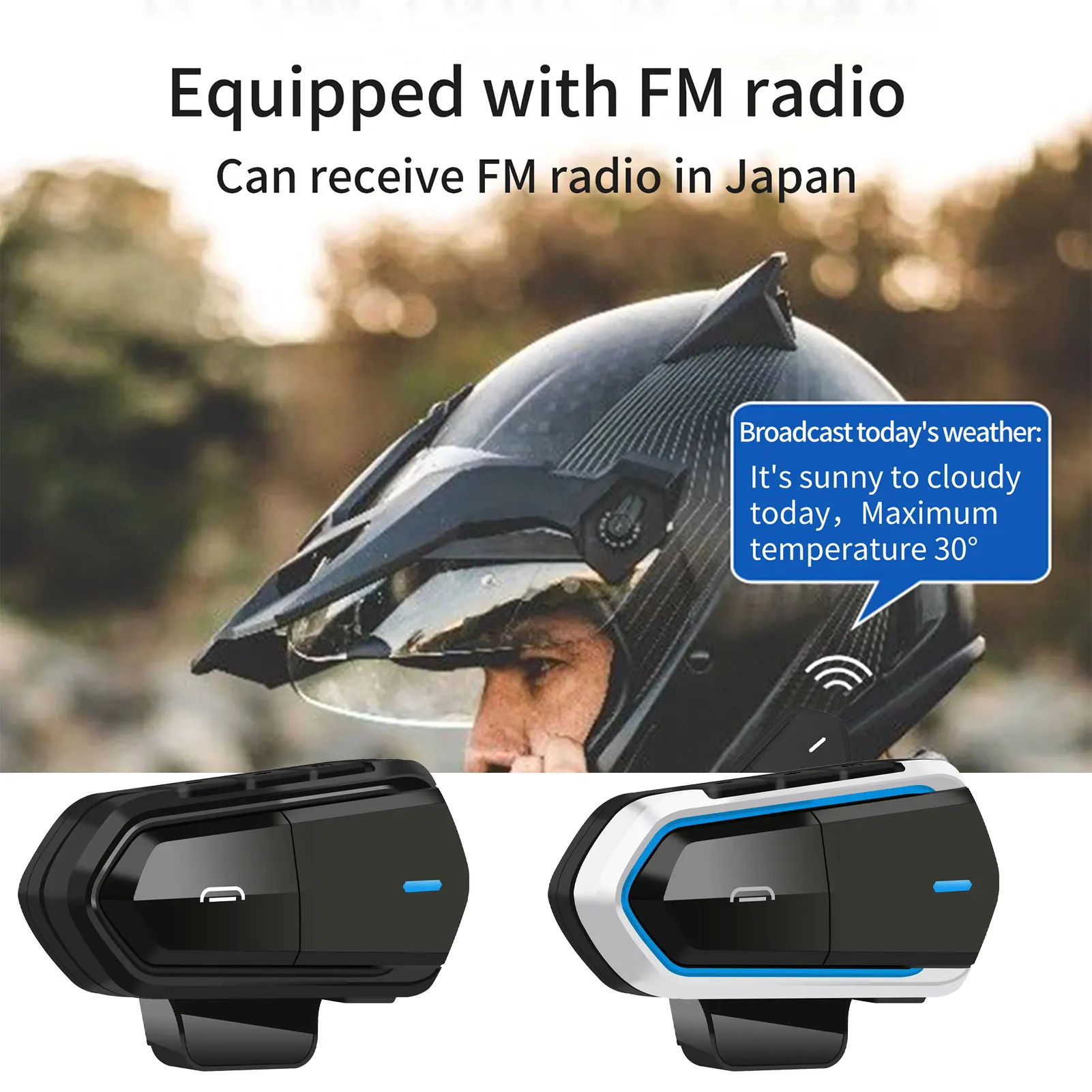 

Motorcycle Intercom Snowmobile Headset Communication System Waterproof Headphones With Stereo Sound Effect For 2 Riders Talk At