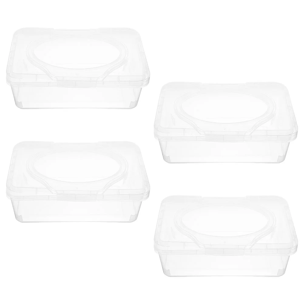 

4 Pcs Tissue Box Baby Wipes Dispenser Travel Mascarillas Para Dust-proof Container Portable Disposable Masks