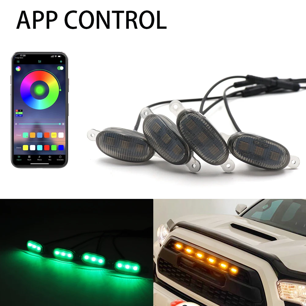 APP Control Car LED Front Grille Light Raptor Style Grill LED Amber Daytime Fog Warning Lamp Suitable For Ford Raptor F150