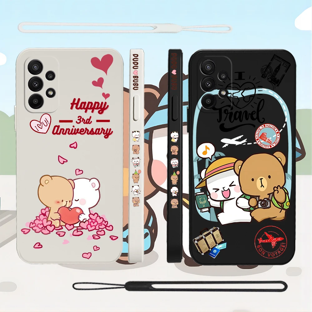 Милый чехол для телефона DUDU BUBU Bear Samsung Galaxy S24 S23 S22 S21 S20 S10 S9 Note 20 10 Ultra Plus Pro FE 4G