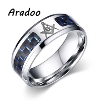 aradoo fashion 8mm stainless steel carbon fiber mens ring light luxury titanium steel energy ring