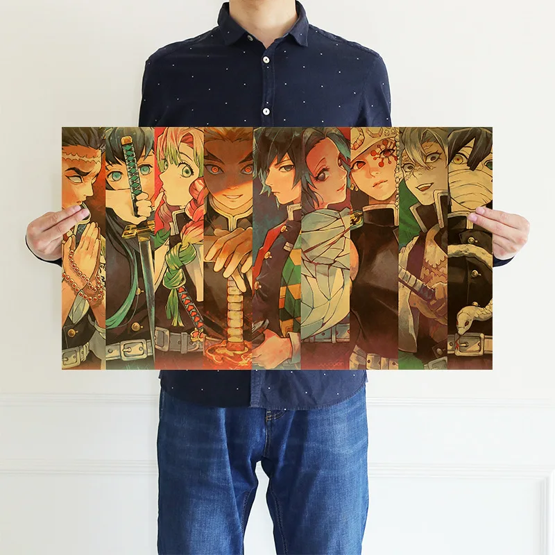 

Demon Slayer Anime poster kraft paper Tomioka Giyuu Kyoujurou Tokitou Muichirou Kanroji Mitsuri Bedroom Decoration Wallpaper