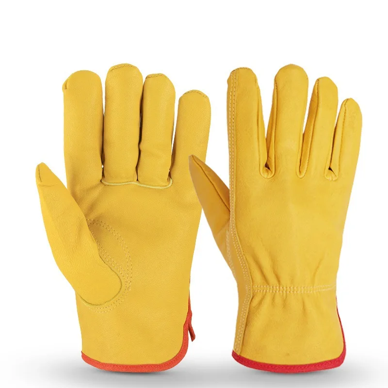 

Top Layer Sheepskin Warm and Comfortable Riding and Driving Wear-resistant Gardening Gloves Five-finger Outdoor Labor Insurance