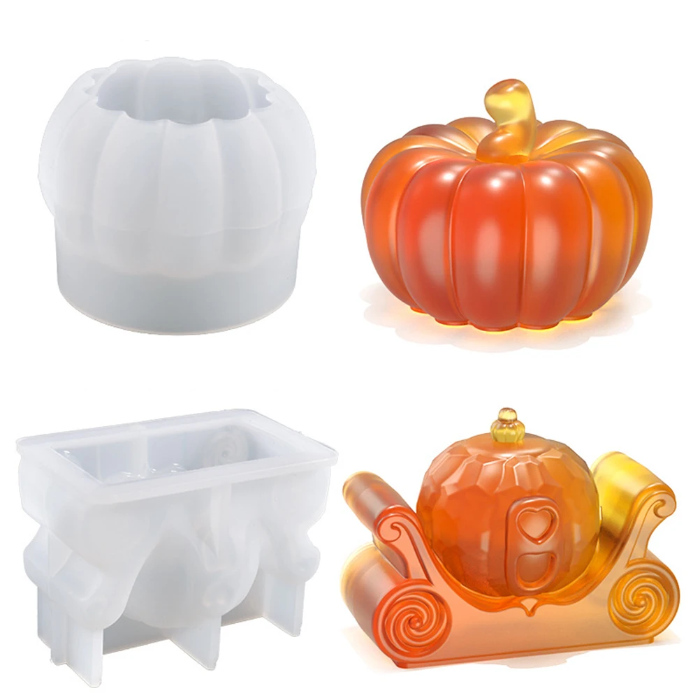 

DIY Crystal Epoxy Candle Mold Halloween Pumpkin Ornament reusable Silicone Mold