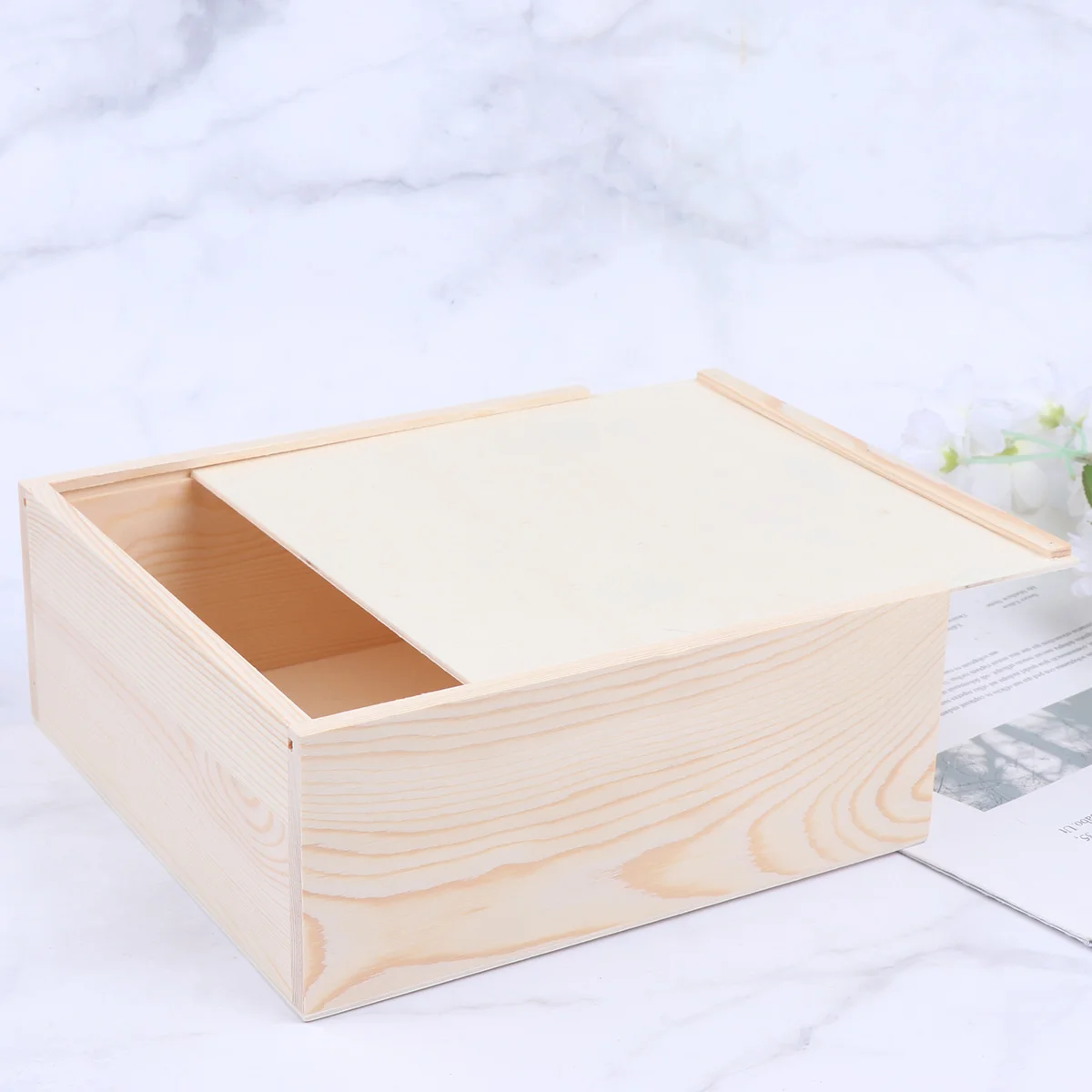 

Органайзер для ювелирных изделий Operitacx, коробка из необработанной сосны, деревянная Подарочная коробка с нажимной крышкой для хобби и домашнего хранения жемчуга