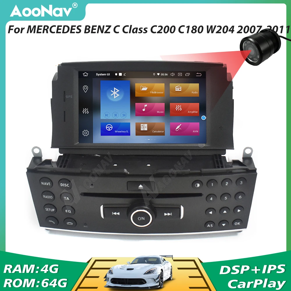 

Car Radio 2 Din Touch Screen Android 10 GPS Navigation DSP Unit For Mercedes Benz C200 C180 W204 2007-2011 Stereo Audio Player