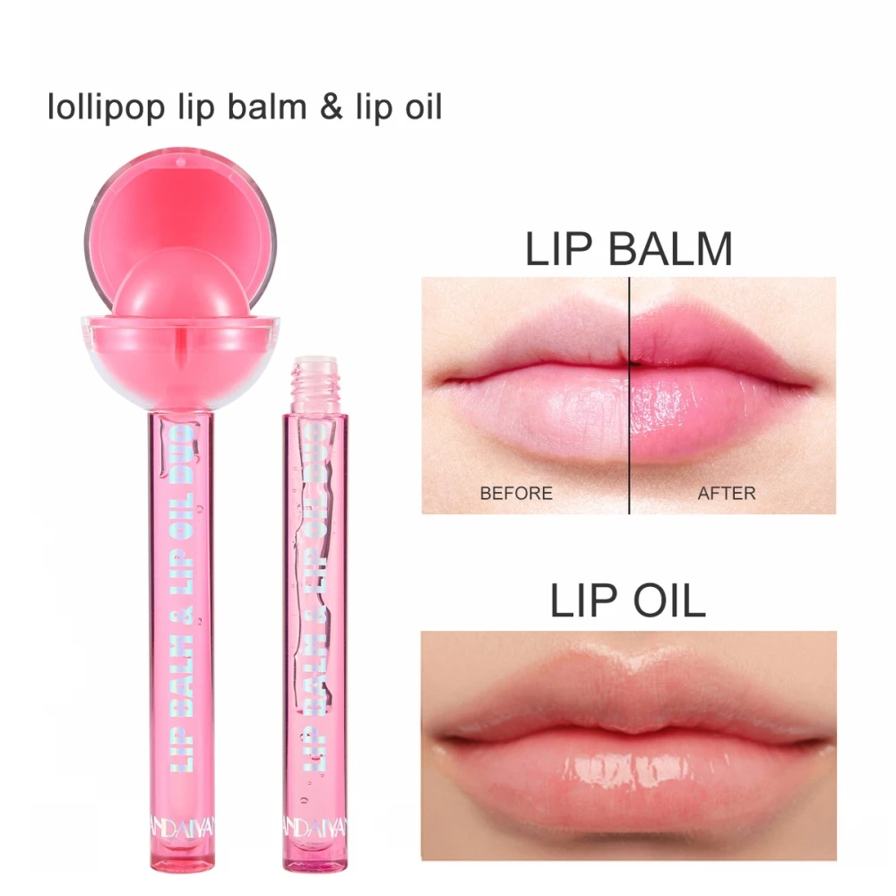 

2 In 1 Dual Use Lollipop Lip Balm Color Changing Moisturizing Lipstick Lip Oil Lip Gloss Makeup Cosmetics