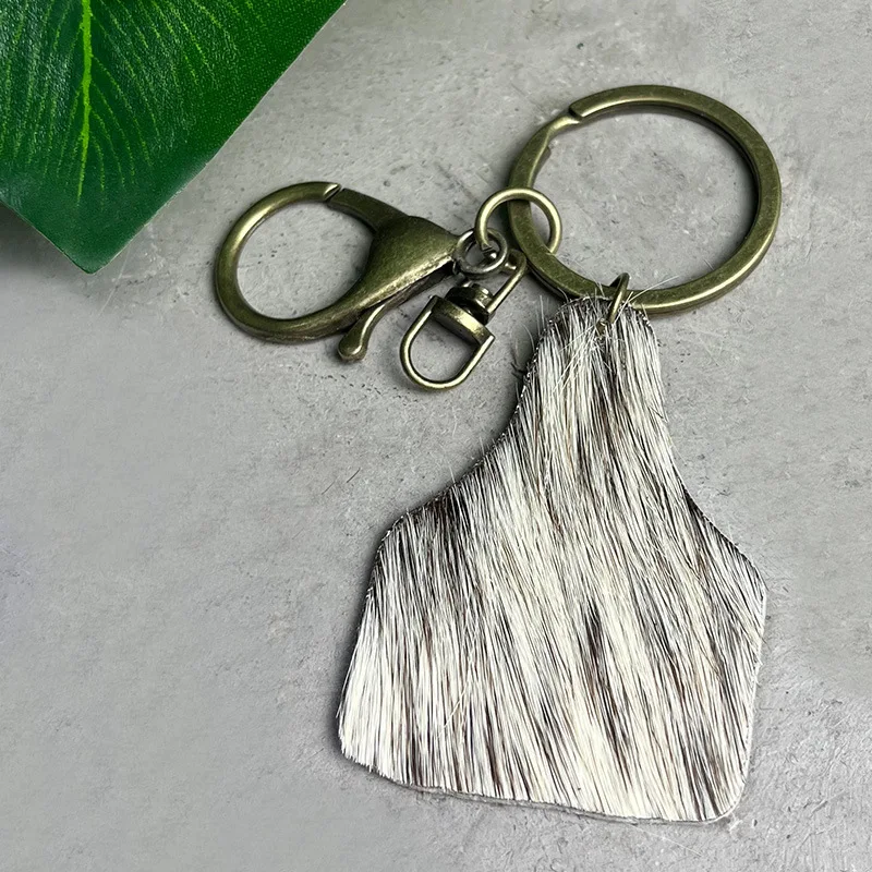 

Simplicity Genuine Horsehair Leather DIY Key Chain Retro Cowide Geometric Irregular Leopard Pattern Keychain