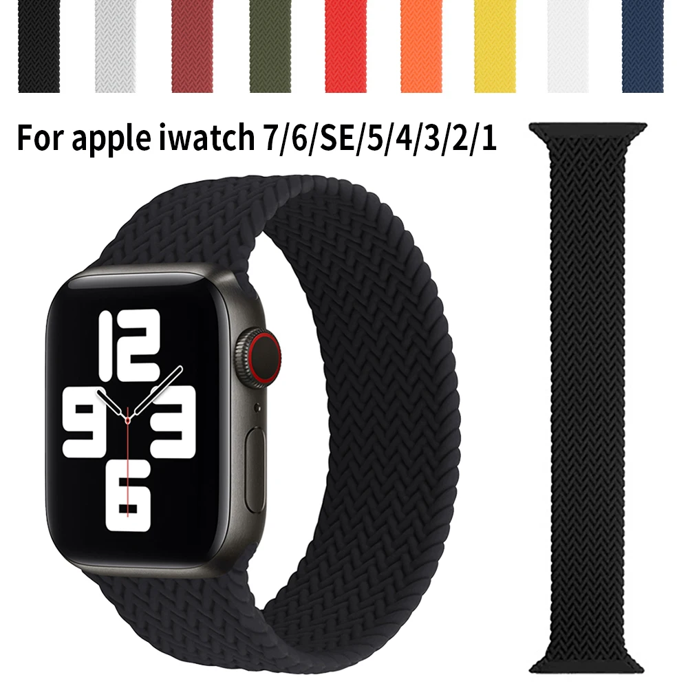 

Ремешок Solo Loop для Apple Watch 44 мм 40 мм 45 мм 41 мм 38 мм 42 мм, Эластичный Силиконовый Браслет для наручных часов iWatch Series 7 654321 SE, ремешок