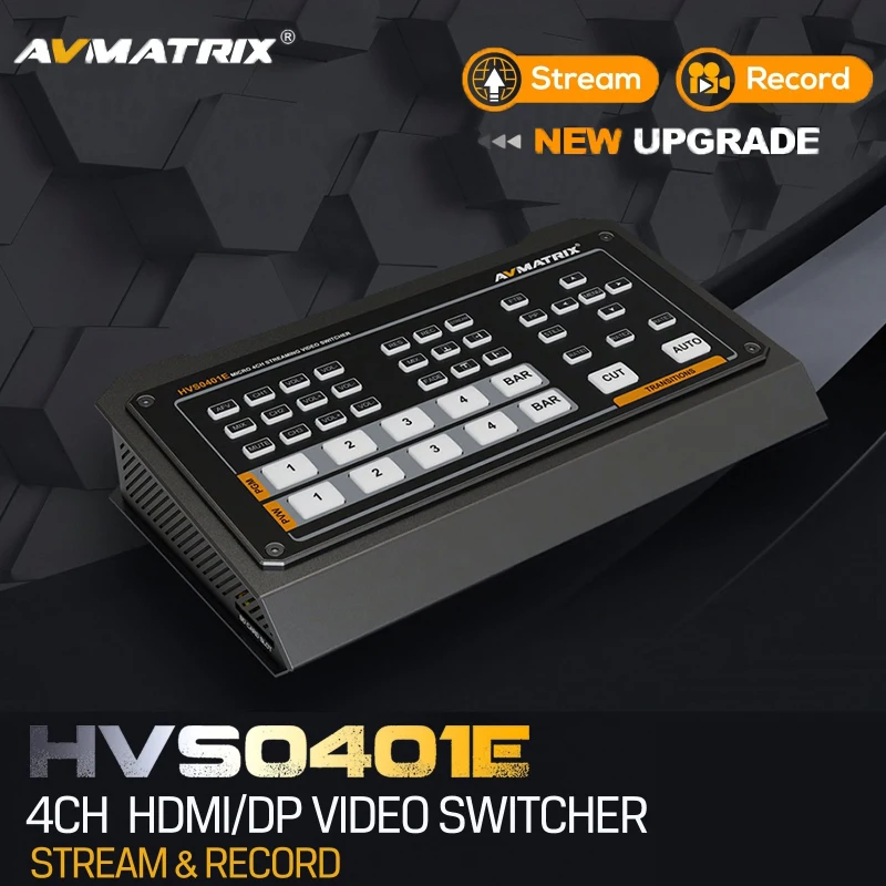 

Avmatrix HVS0401E 4HDMI Input Hdmi DP in PGM USB LAN Out Tally Video Switcher Audio Mixer For Live Streaming Youtube Recording
