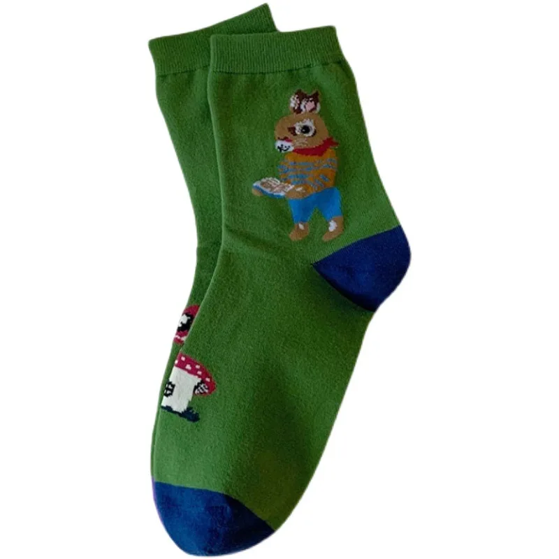 

Personalized Creative Cat Trendy Socks Women's Style Street Retro Illustration Literature and Art Tube Socks Lovely Tube Socks