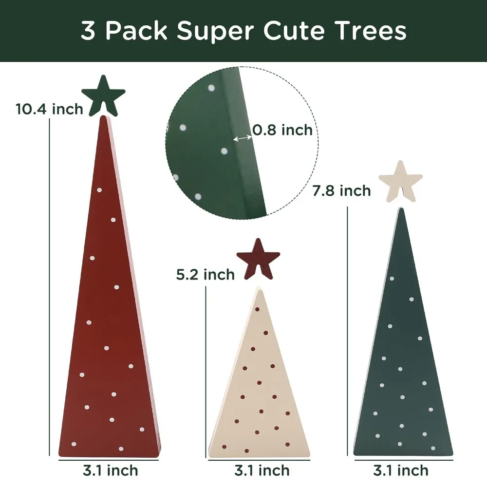 3 шт. деревянная елочная вывеска со звездами белые красные зеленые
